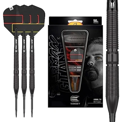 Image de Target Darts Gabriel Clemens Black Edition 90% Tungsten Steel Tip Darts, 21G Jeu de fléchettes en tungstène, à Pointe d&#039;acier Player Edition,