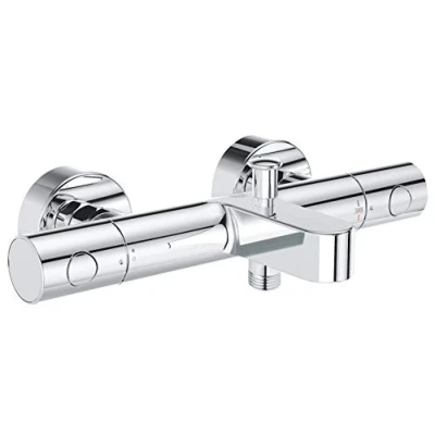 Image de GROHE Mitigeur thermostatique bain douche Precision Get, montage mural, indicateur de température, filtres intégrés, poignées métalliques, rosaces incluses, chromé, 34774000 (Import Allemagne)