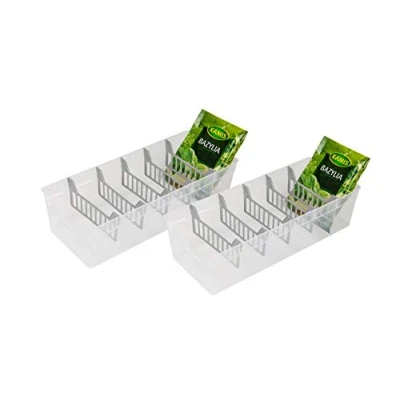 Image de BranQ Home essential 5901098048903 Lot de 2 récipients à épices, organiseurs cuisine, en plastique polypropylène, transparents, sans BPA, 30,7 x 11,3 8 cm (L l H)