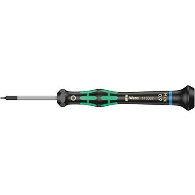 Image de Wera 05118062001 2054 Tournevis électronicien pour vis six pans creux, Hex Plus, 0.9 x 40 mm, Noir/vert