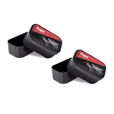 Image de Kaps Éponge de Cirage pour Chaussures Perfect Shine (lot 2), Éponges Noires, À Utiliser Une Brillance Instantanée sur en Cuir et Synthétiques, Accessoire Facile à