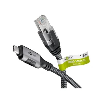 Image de goobay 70754 cable CAT 6 USB C 3.1 a RJ45 Ethernet para una conexión estable Internet por con router/módem/conmutador de red/Sustituye el adaptador / 1 Gbit/s 10 M