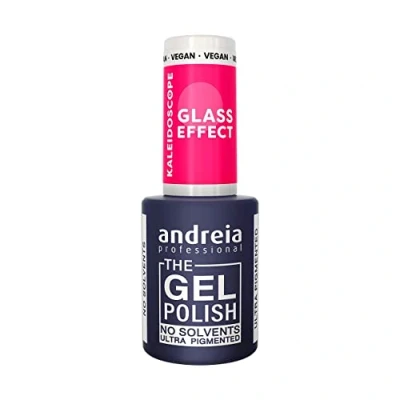 Image de Andreia Vernis à Ongles Gel Semi Permanent Professionnel Collection Kaléidoscope Effet Verre Couleur KL1 Rose Translucide 10,5ml