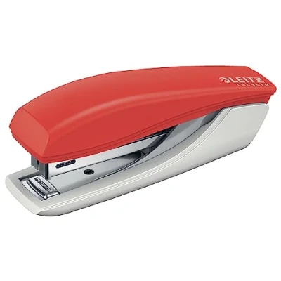 Image de LEITZ Mini Agrafeuse, Capacité 10 Feuilles, avec Ôte agrafes Intégré, Acier &amp; Plastique Recyclé, 100% Recyclable, Compensée en CO2, Eco responsable, Gamme NeXXt Recycle, coloris Rouge, 56170025