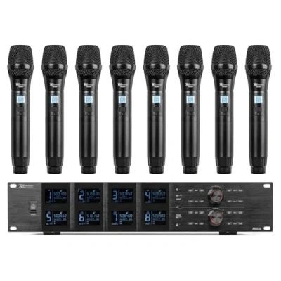Image de Power Dynamics PD528 Système de Microphones UHF avec 8 Micros Main Sans Fil 100 Canaux