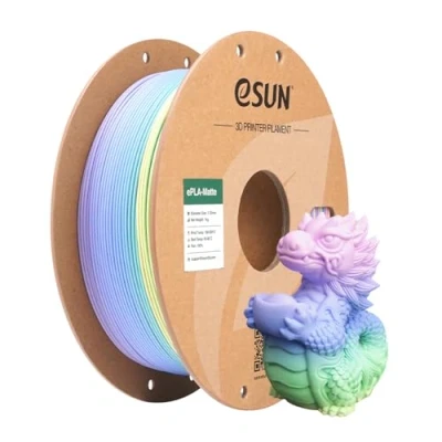 Image de eSUN Filament PLA Arc en Ciel Mat 1.75mm, Multicolore, Bobine de 1KG (2.2 LBS) pour Imprimantes 3D, Macaron