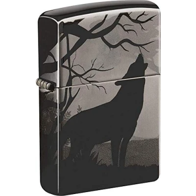 Image de Zippo Briquet de Poche Motif Loups hurlants à 360 Noir