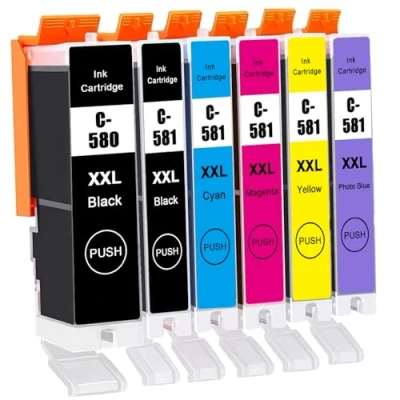 Image de LAIPENG PGI 580XXL CLI 581XXL Cartouche d&#039;encre Compatible pour Canon 580 581 XXL Pixma TS8150 TS8151 TS8152 TS8250 TS8251 TS8252 TS8350 TS9150 TS9155 TS8351 TS8352 (PGBK/BK/C/M/Y/PB,6 Pack)