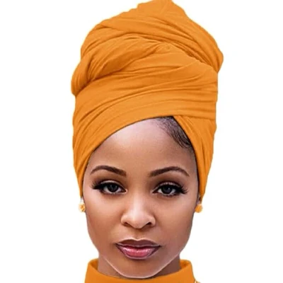 Image de DRESHOW Enveloppement de Cheveux pour Noir Femmes Écharpe Extensible Turban Élastique Wrap Longs Doux Couleur
