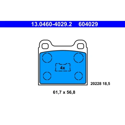 Image de ATE 13.0460 4029.2 Jeu de plaquettes frein non préparé pour indicateur d&#039;usure, contact signal d&#039;usure exclu VOLKSWAGEN: GOLF 1 Cabriolet