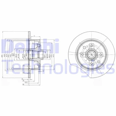 Image de DELPHI BG2571 Disque de frein 261 10 4 plein huilé non traité sans roulement roue, bague ABS OPEL: Calibra A, Kadett E CC, Cabriolet