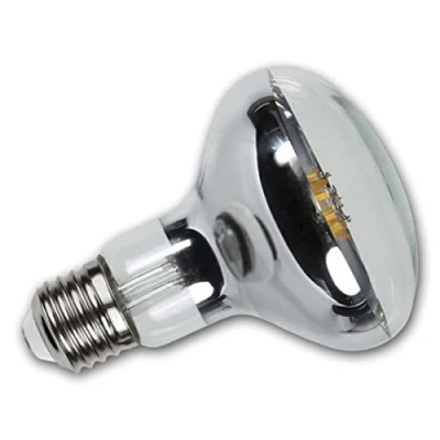 Image de Spot réflecteur LED E27 R80, 7,5W, blanc chaud, 700lm, 230V, angle d&#039;éclairage 180, corps en verre clair, à filament, dimmable