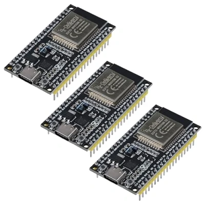 Image de AZDelivery Lot de 3 modules WiFi ESP32 NodeMCU Carte développement C avec port CP2102 et USB ESP 32 Wroom Compatible Arduino e book inclus