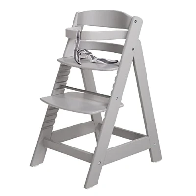 Image de roba Chaise Haute Évolutive en Bois Taupe Sit Up III Hauteur Réglable de 6 Mois jusqu&#039;à 70 kg Bébé Résistante avec Barre Sécurité