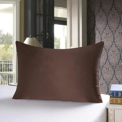 Image de townssilk Taie d&#039;oreiller 100% Soie des Deux côtés, 19 mm, 50x70cm, Housse de Coussin avec Fermeture éclair dissimulée, Brown