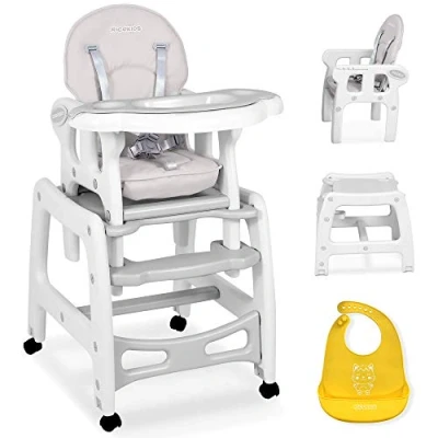 Image de SINCO Ricokids chaise haute multifonction 5 en 1 avec table et pour bébé réglable fonction bascule Gris