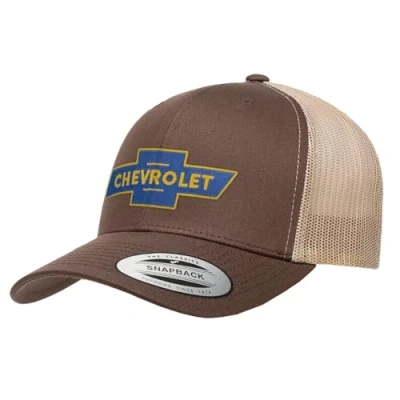 Image de Chevrolet Officiellement sous Licence Bowtie Logo Casqueur de Camionneur Premium (Marron Kaki)
