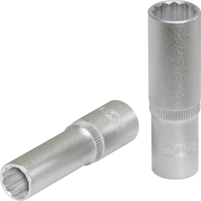 Image de KS TOOLS Clé à douille 3/8pouce DIN 3120, ISO 1174, 3124, 2725 9.0, 9,0 Acier chrome vanadium dodécagonal moleté 917.3856