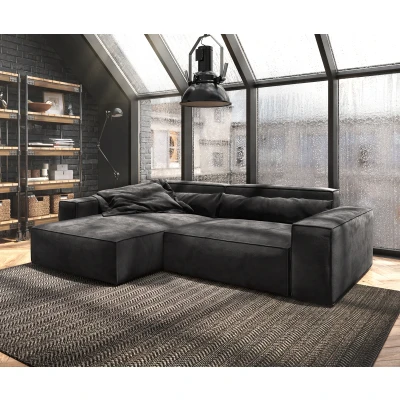 Image de Canapé d&#039;angle Sirpio XL 270x170 cm Microfibre Noir Recamiere variable