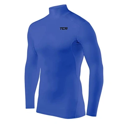 Image de TCA HyperFusion sous T Shirt Manches Longues Couche de Base Compression pour Homme Col Rond/Col Montant Bleu Brillant Montant, M
