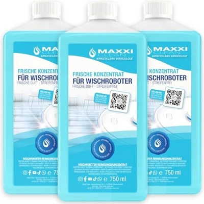 Image de Maxxi Clean Nettoyant pour robot d&#039;aspiration 3x 750 ml Parfum frais Sols universel concentré Liquide d&#039;essuyage Produits de nettoyage Parquet Carrelage