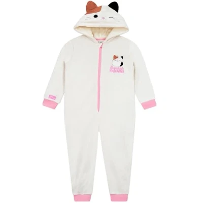 Image de Squishmallows Chat Surpyjama Fille Combinaison Enfant Polaire Grenouillere Pyjama Chaud Blanc 12 13 Ans
