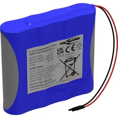 Image de Ansmann 2S2P Pack de piles rechargeables 4x 18650 avec câble Li Ion 7.2 V 5100 mAh