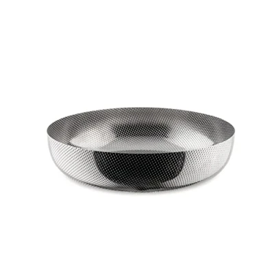 Image de Alessi Extra Ordinary Texture JM17/24 T Panier Rond au Design Minimaliste en Acier Inoxydable 18/10 avec Décorations, Granulés relief, 24 cm
