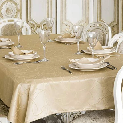 Image de BGEUROPE Nappe Antitache Beige Réf. Lines 150cm x 350cm