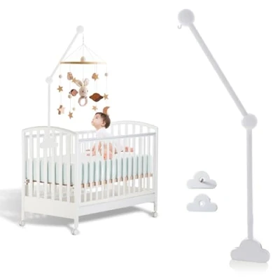 Image de Nizirioo Support Mobile Bébé Bois Blanc Nuages : Pour Lit Cloche Table Langer Parc Berceau DIY Carillon de
