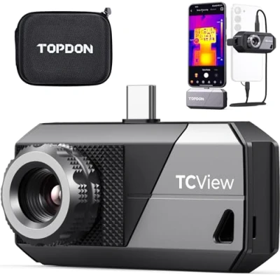 Image de TOPDON TS001 Caméra Thermique Infrarouge Android, Mise au Point Manuelle,256x192 Haute Résolution, 20℃ à 550℃, 25Hz, Imageur avec Objectif Réglable 9mm, Plage d&#039;observation 0,1 500m