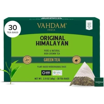 Image de VAHDAM, Himalayan Thé Vert (30 Sachets De Pyramid) Faible En Caféine Directement La Source Inde Infusion Chaude/Glacée