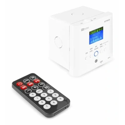 Image de Power Dynamics BTW30 Système Audio Mural, 2X 15 Watts, Blanc, Installation Facile, Sonorisation Professionnelle, Musique d&#039;Ambiance, Tuner FM et Port USB, Ampli Classe D