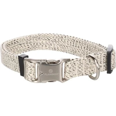 Image de Flamingo Collier pour Chien Lago Blanc/Noir M 40 55cm 20mm Réglable en continu Boucle à clic et Anneau Laisse chromées