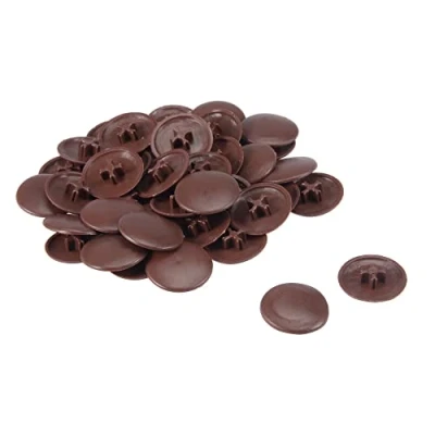 Image de sourcing map 40pcs Couvercle de bouchon à vis cruciforme chapeau 17mm diamètre en plastique forme ronde brun foncé