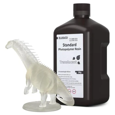 Image de ELEGOO Resine pour Imprimante 3d 2000g Translucide, Résine Standard 405nm Durcissement UV Rapid Resin LCD Impression Printer
