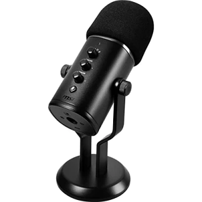 Image de MSI IMMERSE GV60 Streaming MIC Interface USB Type C, Prise Casque 3,5 mm, 4 Modes d&#039;utilisation : stéréo, cardioïde, omnidirectionnel, bidirectionnel, Design Plug and Play