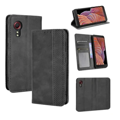 Image de J&amp;D Étui Portefeuille en Cuir PU Compatible pour Samsung Galaxy Xcover 5 à Rabat Magnétique avec Coque Intérieure TPU Résistant aux Chocs et Support Multi Vues Intégré