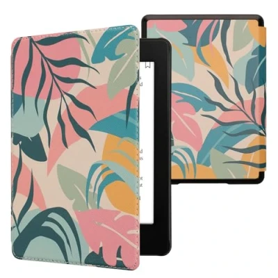 Image de kwmobile Etui Compatible avec Kindle Paperwhite 11e génération Étui à Rabat magnétique Tablette eReader Similicuir pour Rose Clair Jaune Vert