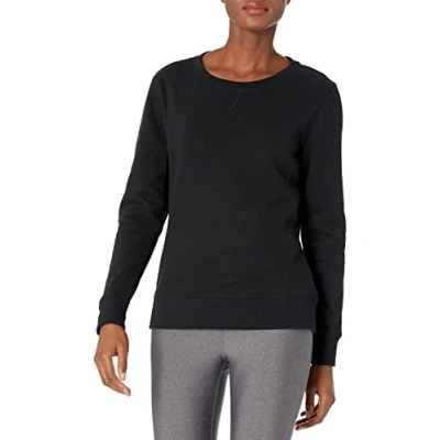 Image de Amazon Essentials Sweatshirt Col Rond en Molleton Éponge (Grandes Tailles Disponibles) Femme, Noir Chiné, L