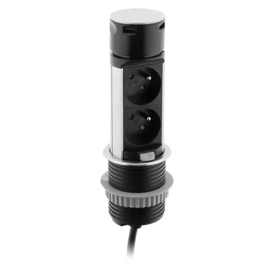 Image de Bloc multiprise encastrable 2 prises 16A 2P+T + 2USB Ø60mm Otio