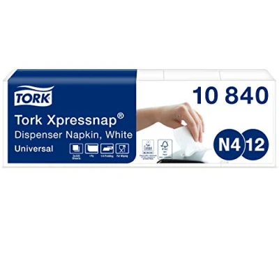 Image de Tork 10840 Serviettes en papier enchevêtrées Universal Xpressnap N4 1 pli lot de 8 paquets x 1125 Blanc