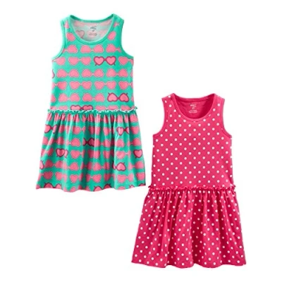 Image de Simple Joys by Carter&#039;s Ensemble de Robes Sans Manches et à Courtes Fille, Lot 2, Cœurs/Points, 4 ans