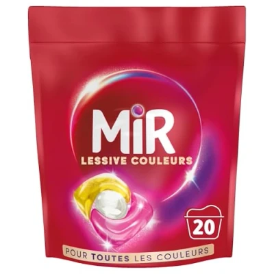 Image de Mir Lessive Capsules Couleurs Raviveur Formule 3en1 Fibres Fraîcheur Nettoie avec Soin Ravivées Lissées Anti Bouloche Pour les Recharge 20 Lavages