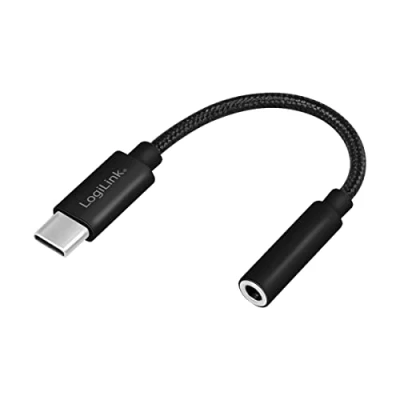 Image de LogiLink UA0398 câble audio 0,13 m 3.5mm TRRS USB Type C Noir Neuf