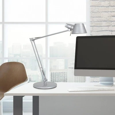 Image de MAUL Luminaire de bureau LED MAULrock, Lampe chevet professionnelle pour le design intelligente avec température couleur 3000K argentée