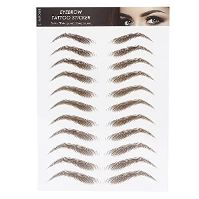 Image de Transferts de Sourcils, Autocollant Tatouage Sourcils Transfert pour Femmes, Autocollants Imperméables Longue Durée Faux Tatouages(MARRON 10)