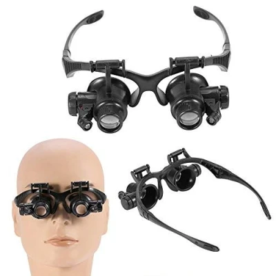 Image de Salmue Double Eyes Jewelry Lens, Nouvelle Tête Portant Une Loupe Eye Watch Réparation de Bijoux Lunettes