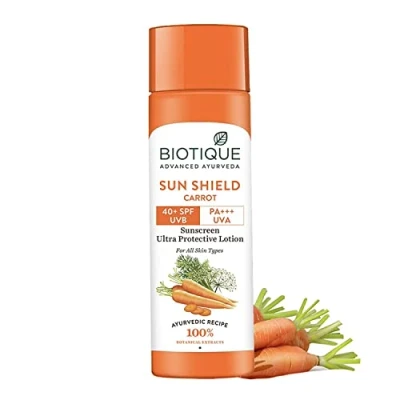 Image de Biotique Carrot Face and Body Sun Lotion SPF 40 UVA/UVB Sunscreen