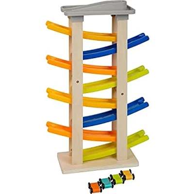 Image de Small Foot Circuit de Course avec Parking, en Bois, 8 rampes et 4 Voitures, dès 18 Mois, réf. 11963 Toys, Multicolored
